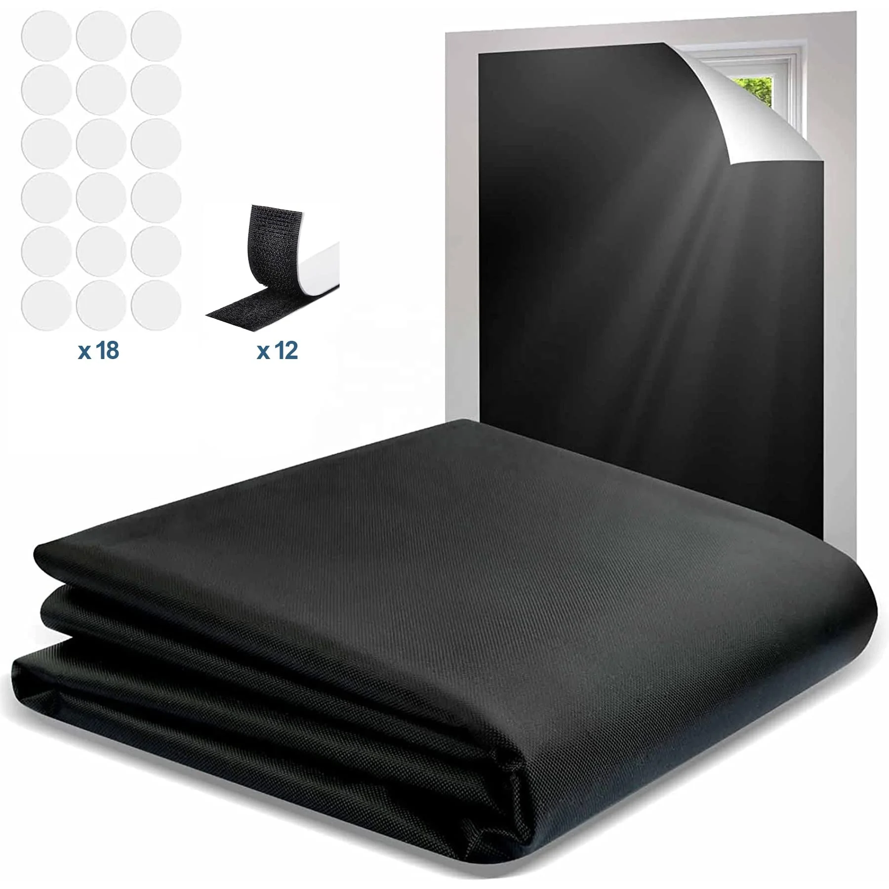 YA SHINE Indoor window blinds for window shade black fabric Blackout Blinds Shade Portable DIY Blackout Curtains for Bedroom