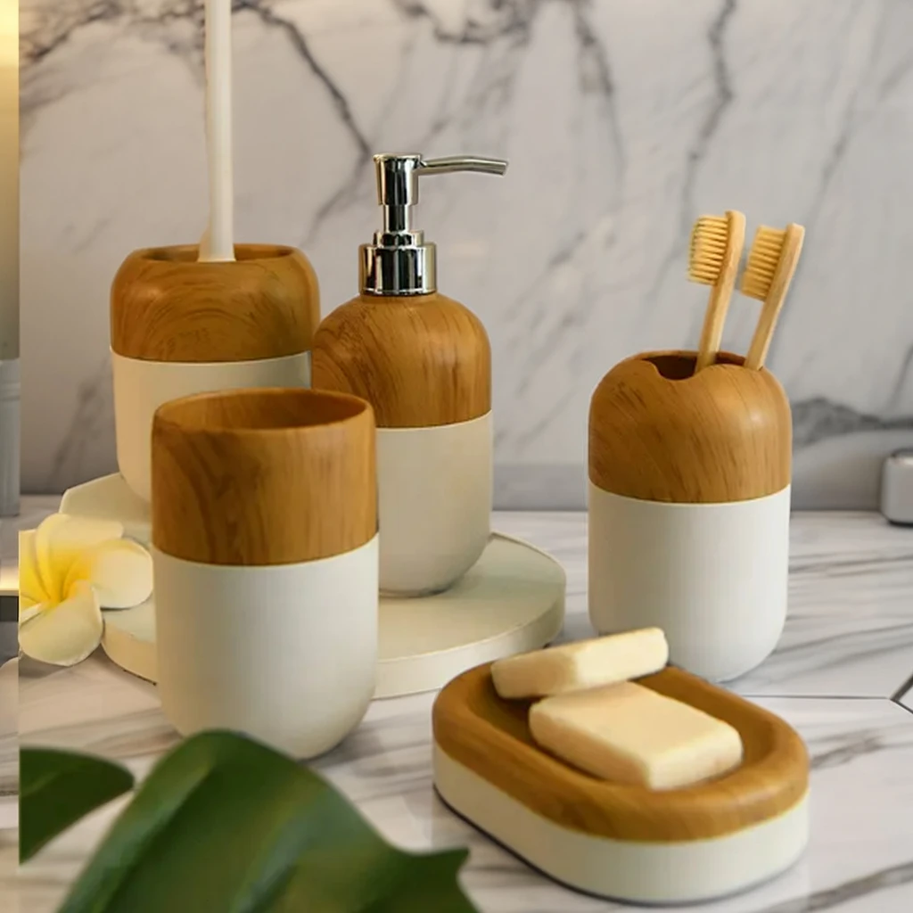 ASPIRE Modern Design 5-pcs Plastic Bathroom Accessory Set New Bathroom Sets