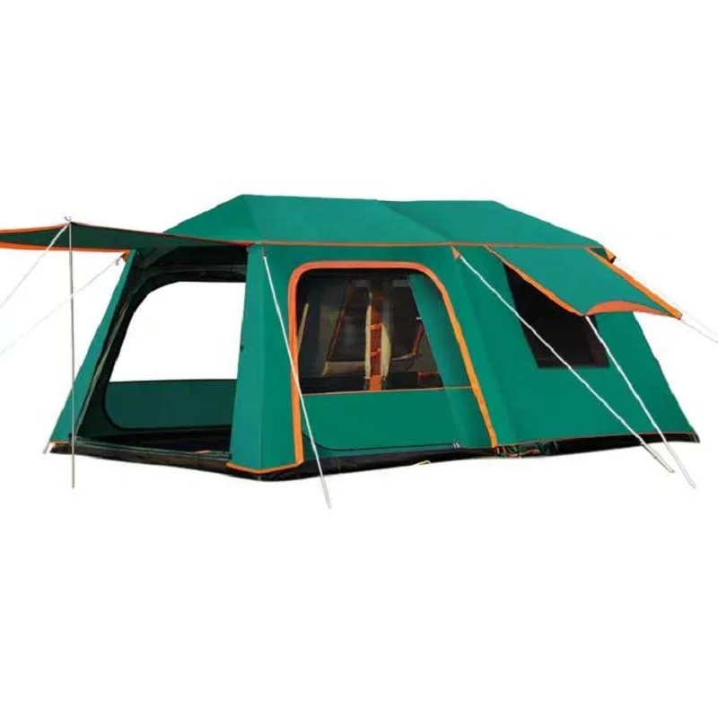 New design Factory wholesale 6-12 Persons Outdoor Automatic Aluminum Waterproof 2 rooms 1 Living Room Big Family Camping tents