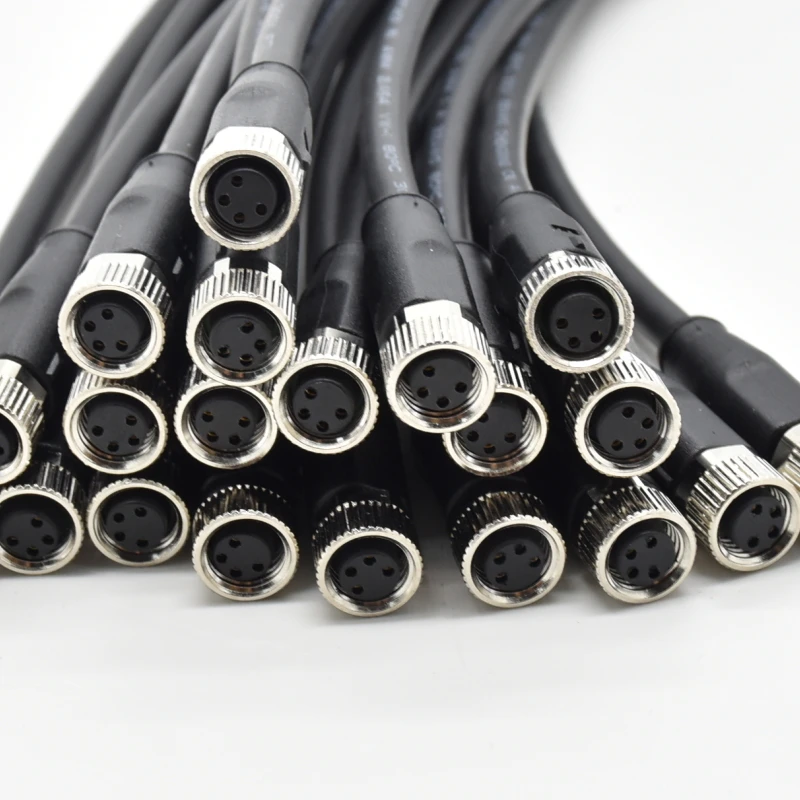 M8 Connector 4 Pin Waterproof Electrical Amphenol Sensor Cable Female Electronic Connector