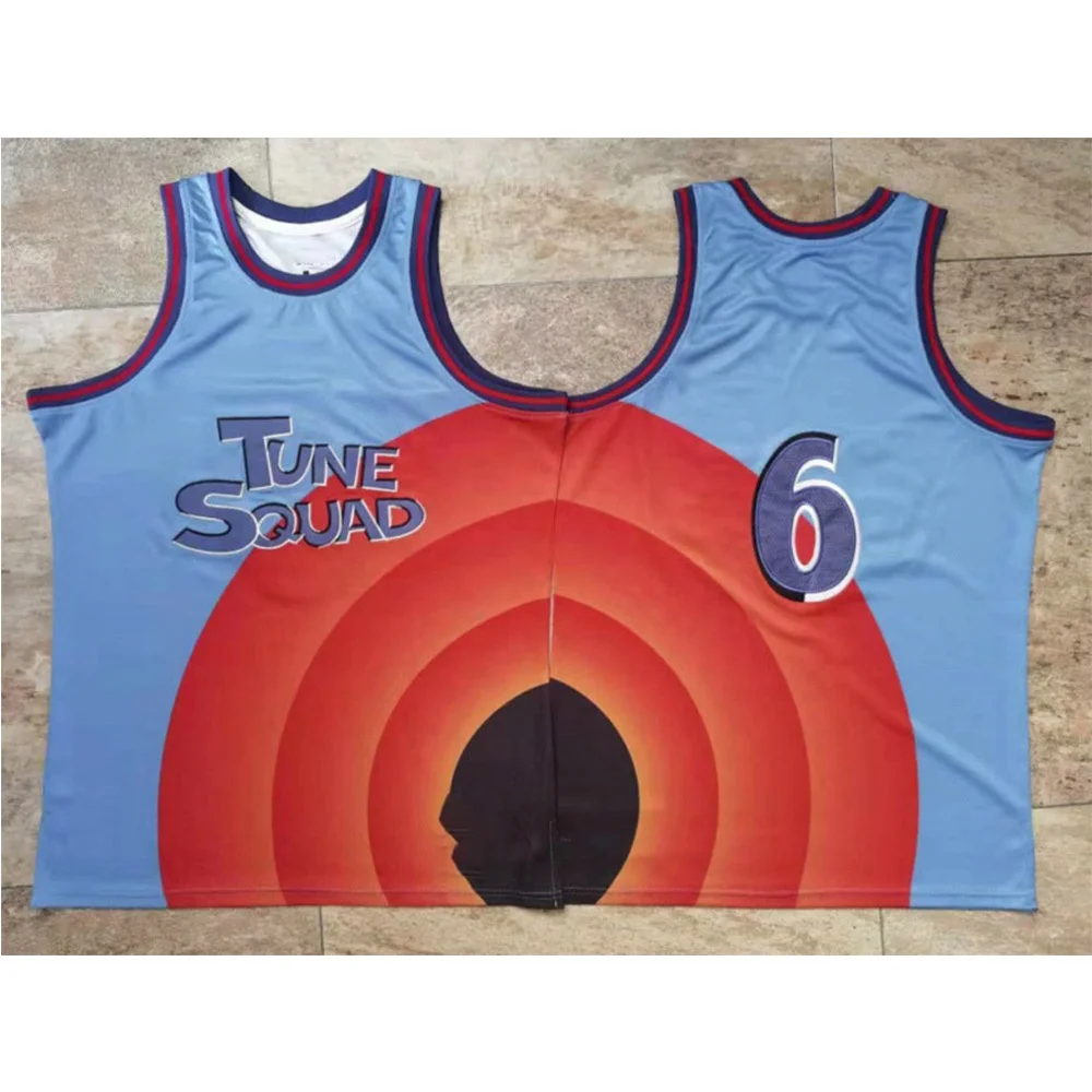 Space Jam 2 movie jerseys love and basketball #6 red blue basketball uniforms embroidery loose basketball wear printing fabric