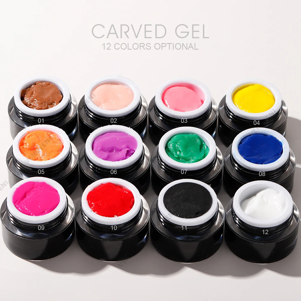 Vendeeni Carving Nails Art Gel 6d Carved Gel 12 Colors Paint Art Design Flower Sculpture Gel Polish