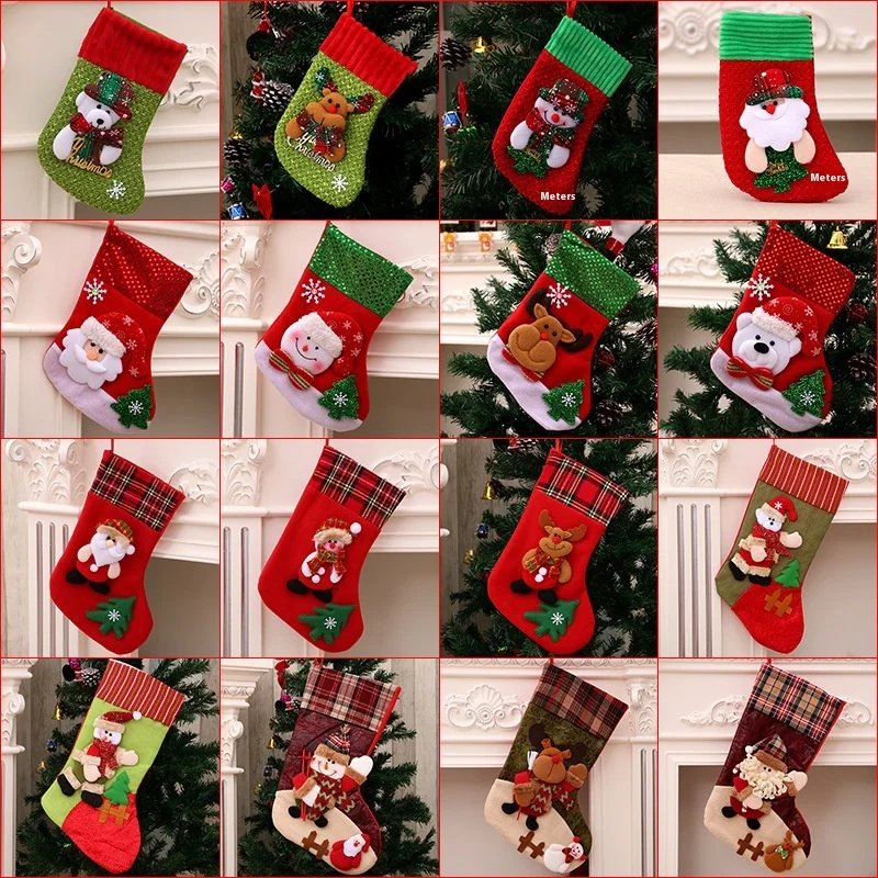 Christmas Stockings and Gift Bags Festive Socks Pendant Tree Ornaments for Home Decorative Bags