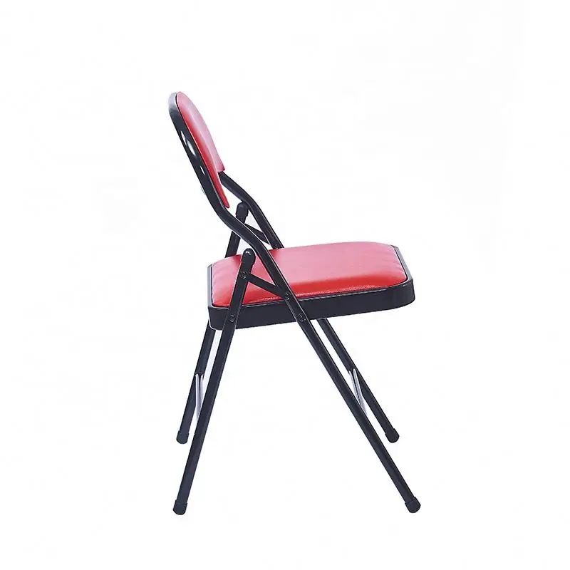 Modern Fashion Office Padded Seat Cushion Iron Tube Frame Minimalist Style Metal Folding Chairs