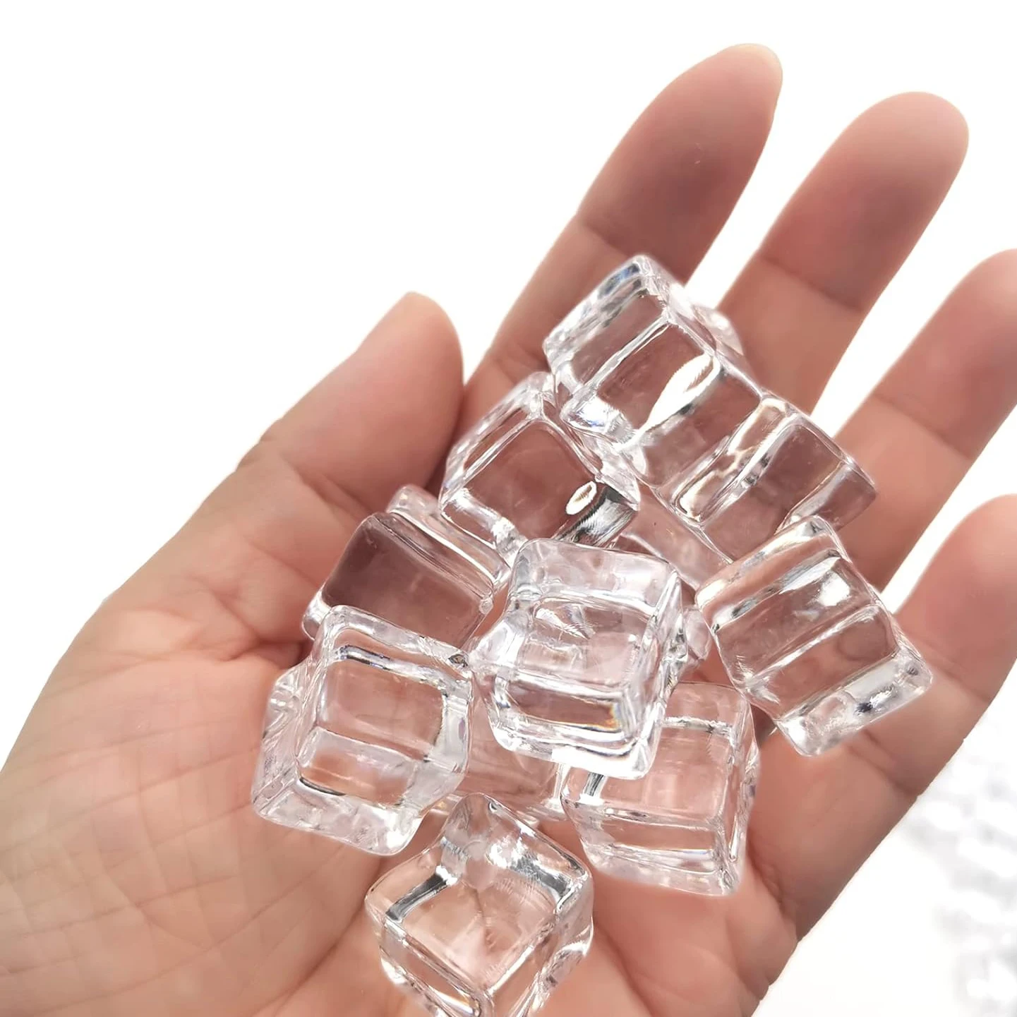 Fake Clear Acrylic Plastic Ice Cubes Square Shape Plastic Recycling Ice Cube Clear Acrylic Ice Cube for Display