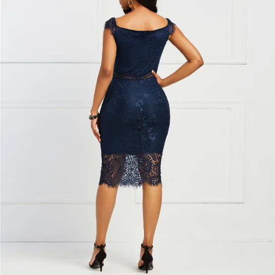 
Fashion women elegant summer lace dress ladies wedding party dress 
