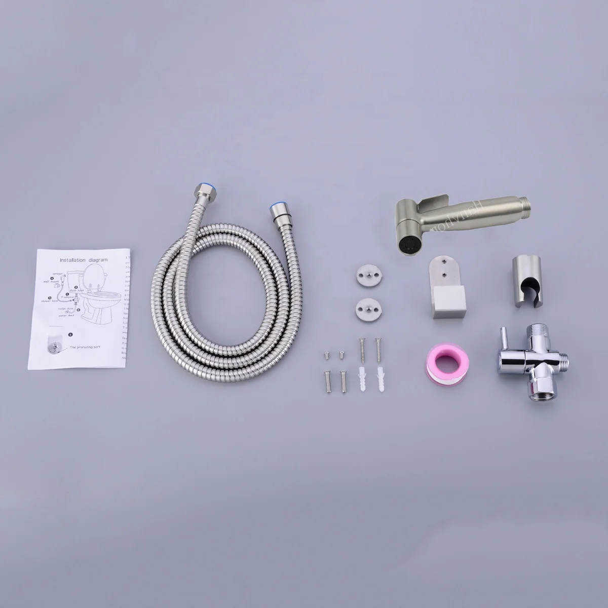 Handheld Bidet Shower Set Toilet Shattaf Sprayer Douche kit Bidet Faucet,Brushed Nickel, 304 Stainless Steel Bidet Spray