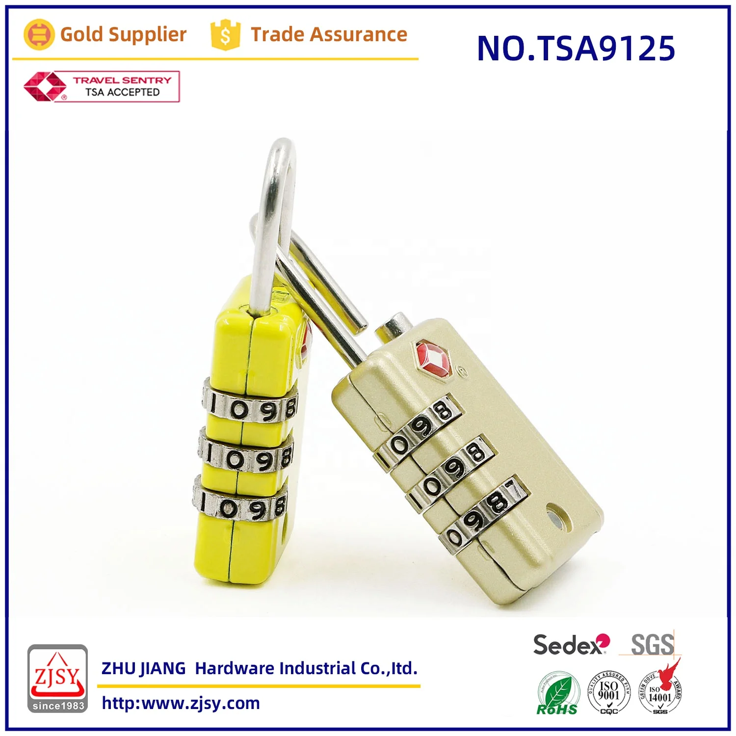 TSA9125 high quality zinc alloy password anti-theft padlock mini travel luggage lock TSA007 customs lock
