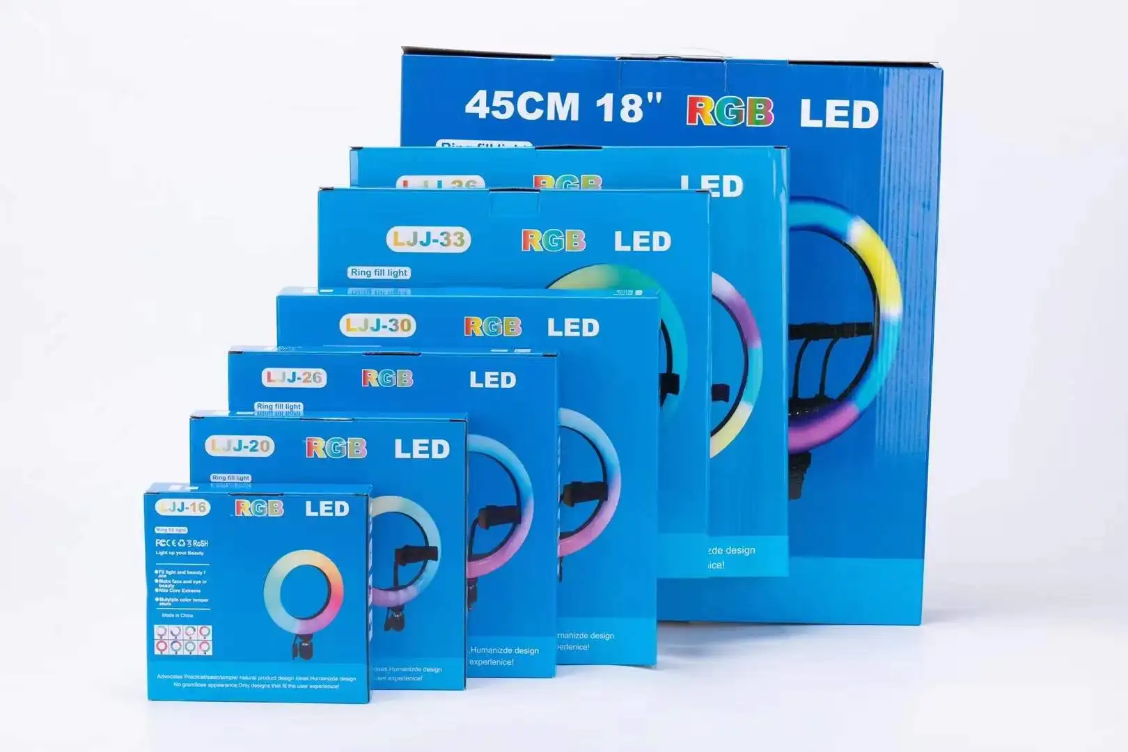 18 inch EU/US/UK Plug Colorful Beauty Video Studio Photo Circle Lamp Dimmable Selfie Led rgb Ring Light with Stand