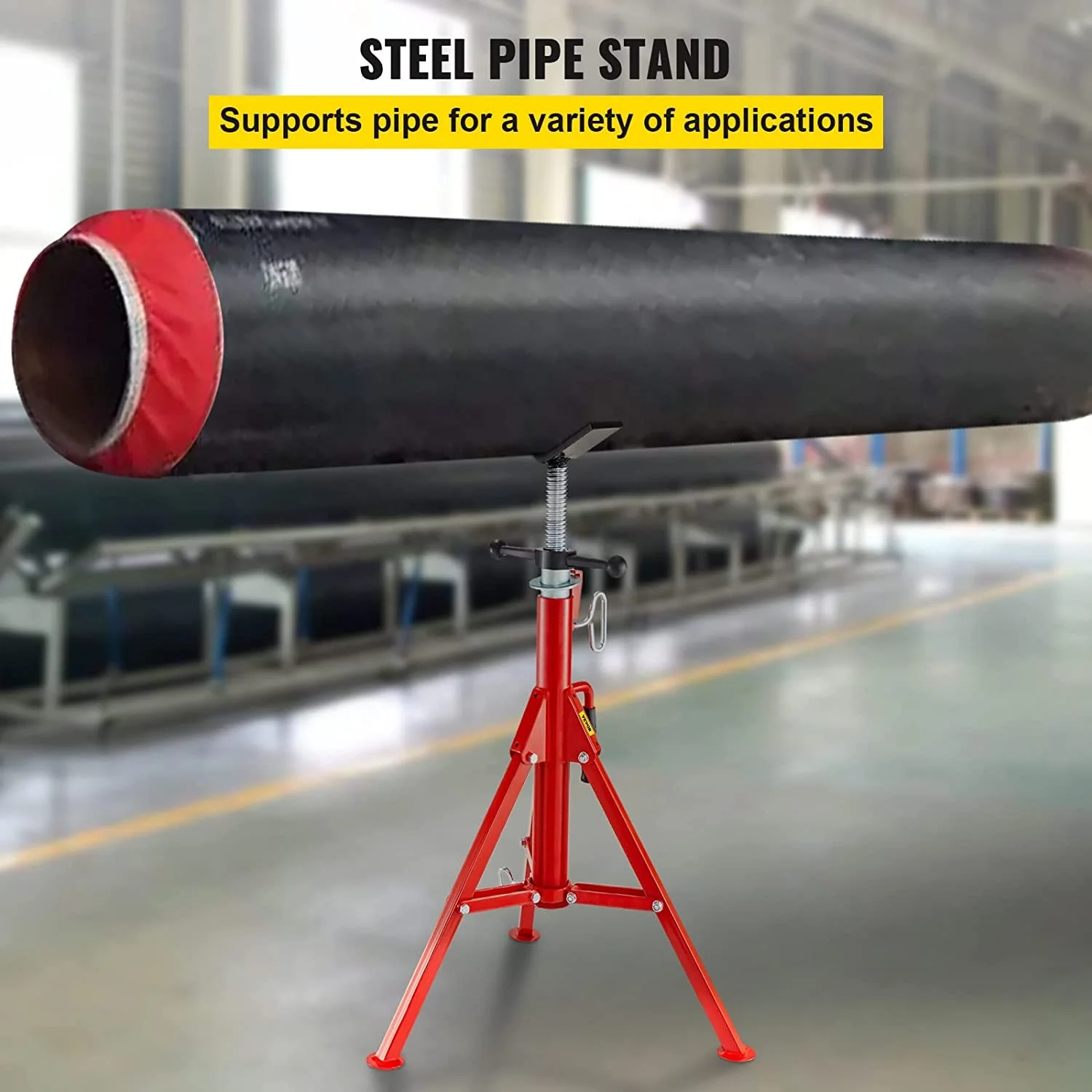 Adjustable 1.5Ton Pipe Jack Stand Pipe Supporting Stand with Transfer V-Head and Folding Legs