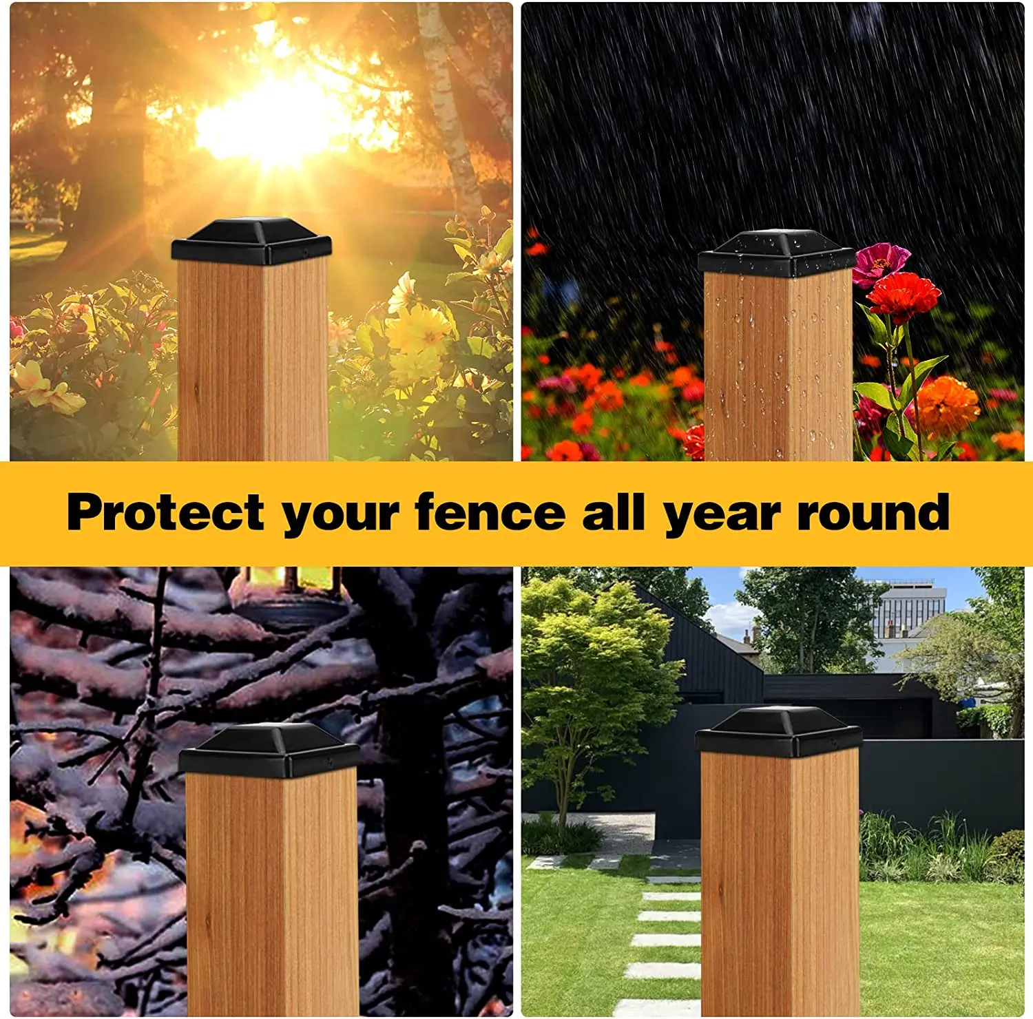 Fence Post Caps Outdoor Decorative Deck Post Caps Cover PP Plastic Water-Proof UV-Proof for Wood Fence