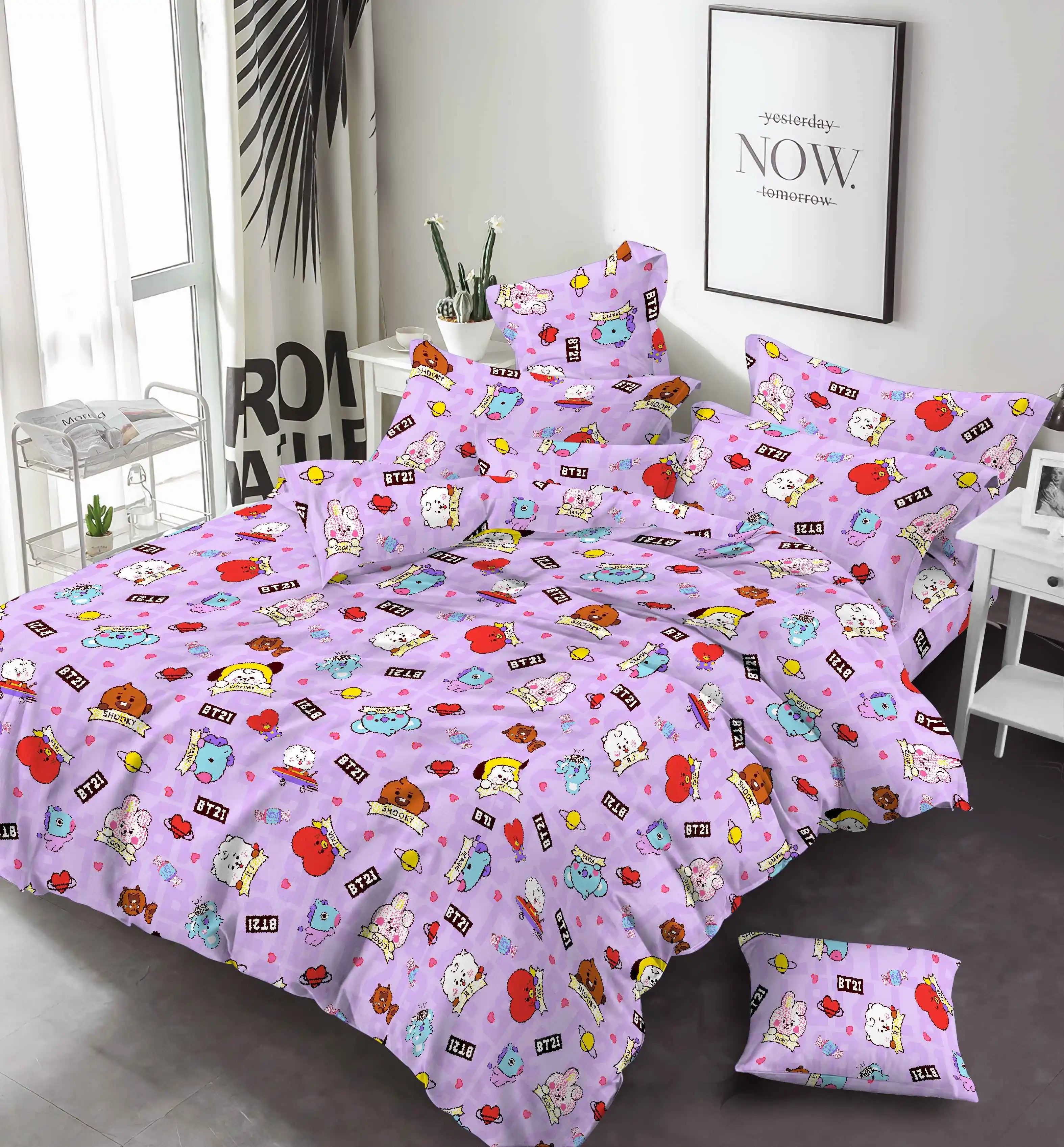 Microfiber woven brushed pigment disperse print 100% polyester textile fabric for bed sheet for pillow