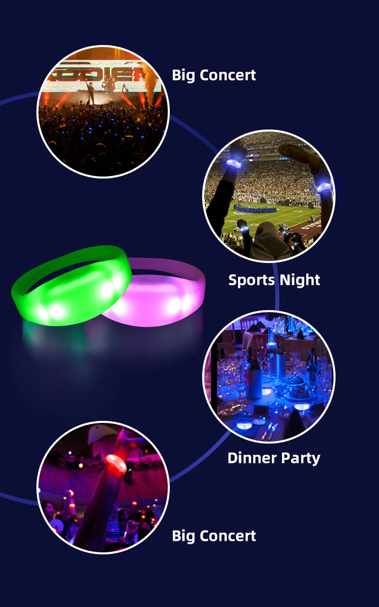 Led Rgb Flashing Remote Controlled Wristband Customized Logo Flashing Wristbands Bracelet Silicones LED Pulsera