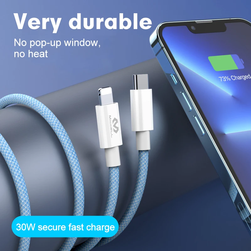 Для iphone 14 PD кабель USB 3A быстрой зарядки кабель-Переходник usb c на с разъемом usb-c для 27w 8 pin нейлоновый type-c