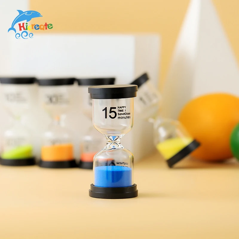 Promotional Creative Gifts Custom Logo Plastic Black Top 1 Hour Colorful Sand Timer Clock 60 Minutes Hourglass