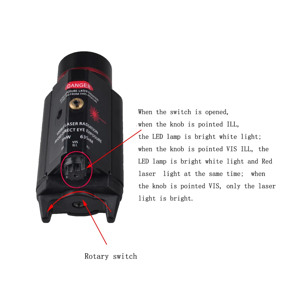 Aluminum alloy laser sight guns rotary switch red laser sight