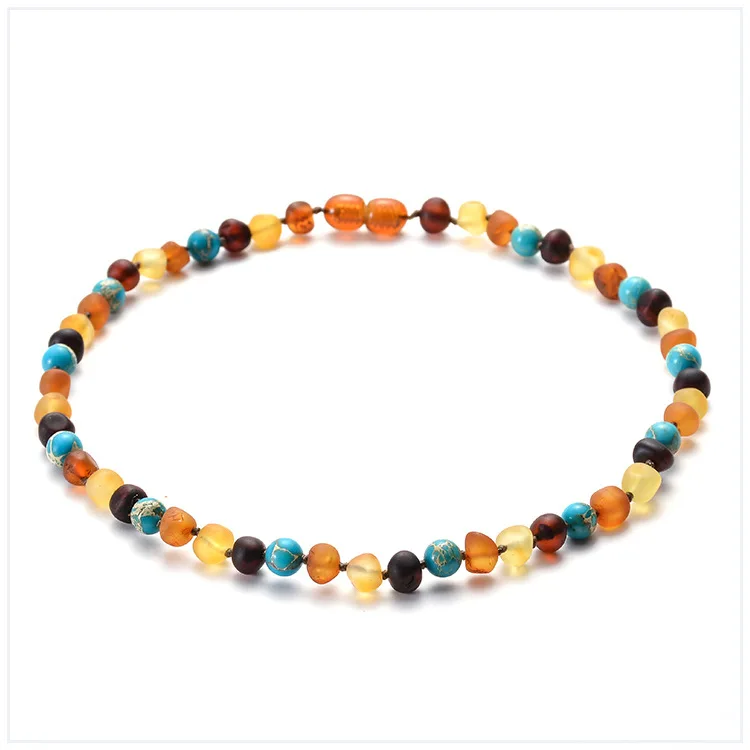 Natural Stone Baltic Ember  Necklace for Baby Turquoises Ember  Beads Necklace Bracelet Ember  Jewelry for Kid