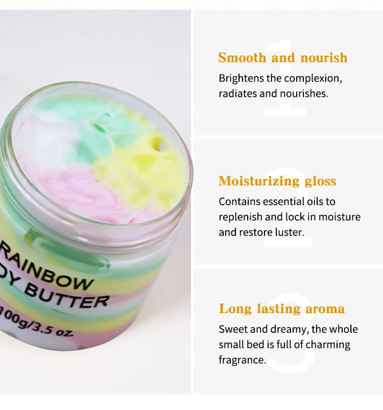 Skin Care Organic Moisturizing Rainbow Coconut Whitening Shea Butter Body Cream