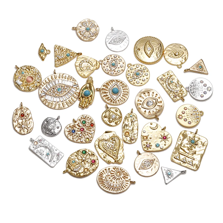 Custom Fashion Gold Plated Jewelry Findings Pendants & Charms for Necklace Jewelry Making