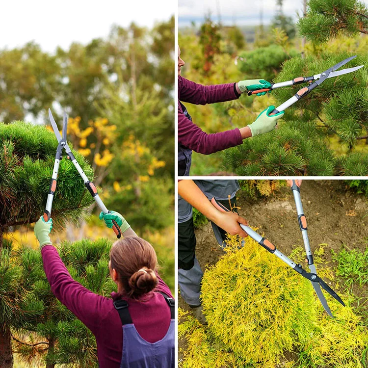 Hedge Shears Gardening Landscaping Hedge Clippers Carbon Steel Blade Comfortable Handle Wavy Blade Absorb Shock Garden Trimmer