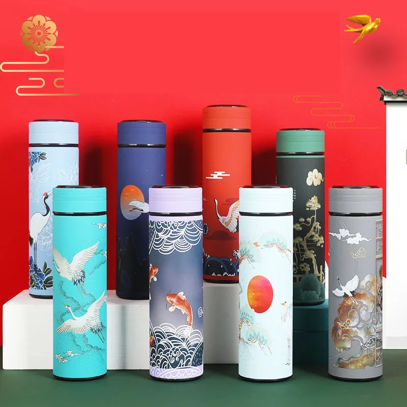 
500ML New design Thermos double wall stainless steel water bottle with tea filter vacuum flask travel coffee mug thermos 