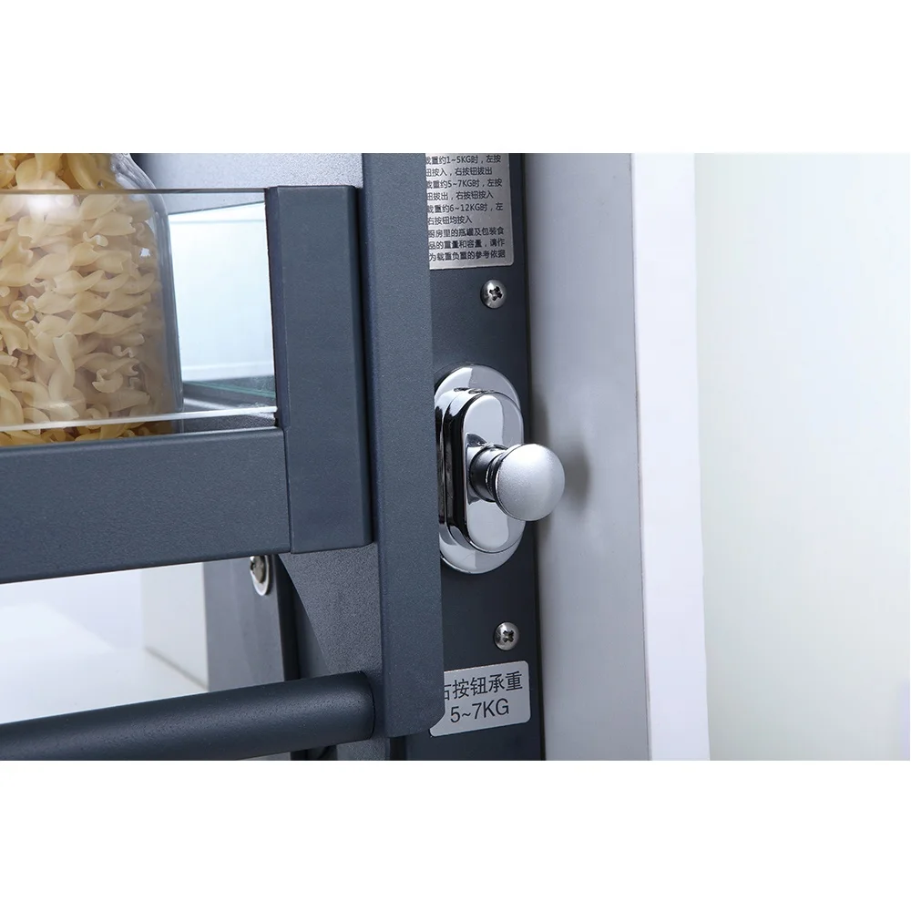 China adjustable creative hidden in kitchen cabinet accessories baskets pull down shelf lift up shelving system elevator basket