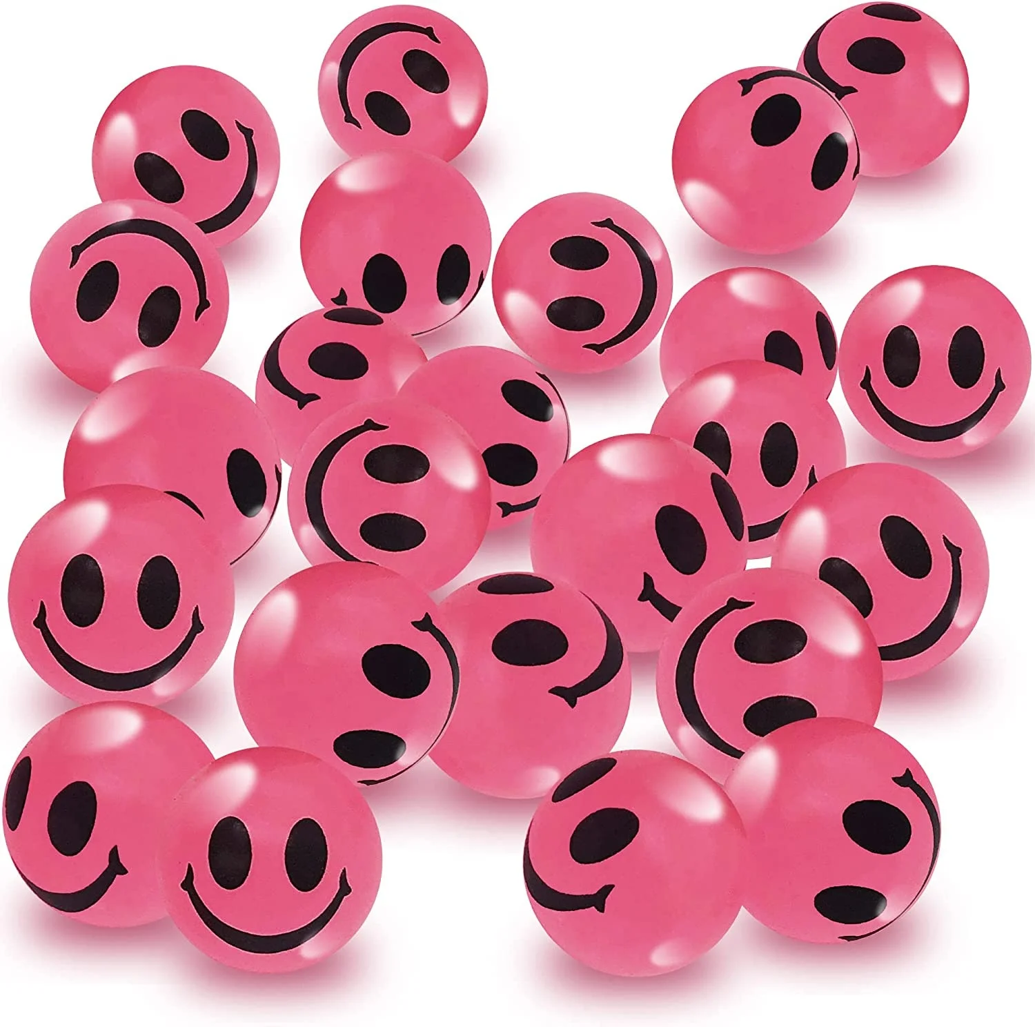 Hot Sale Mini Smile Face Bouncing Balls  Bulk 1 Inch Bouncy Balls Pink Colors Best Birthday Party Favors