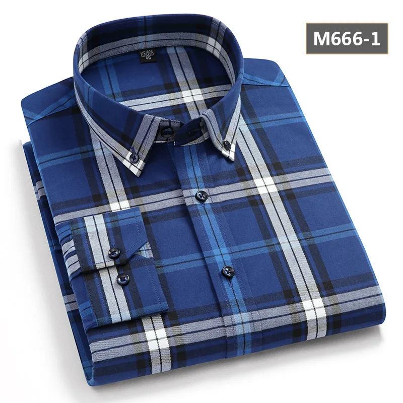 England Custom Logo Autumn High Quality 100% Cotton Long Sleeve Plaid Casual Button Down Shirt for Men