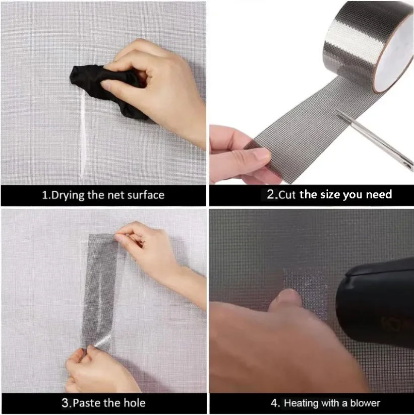 customized Anti-insect fly bug insect adhesive  hole net repairing window fiberglass mesh s  Window screenTape