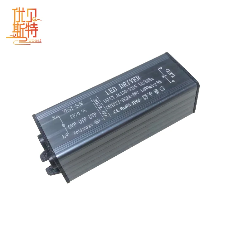 Youbeisite Factory Direct Dark Emergency Light IP65 Waterproof Aluminum 50W Constant Current LED Driver