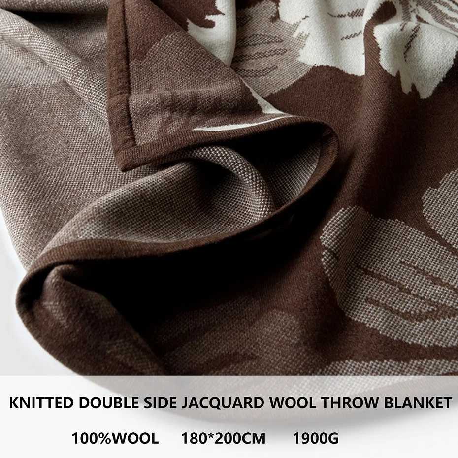 2024 New Large Knitted Wool Blanket 180*200cm Luxury Seamless jacquard Warm Thick Flower Sofa Bed Fleece Wool Blanket