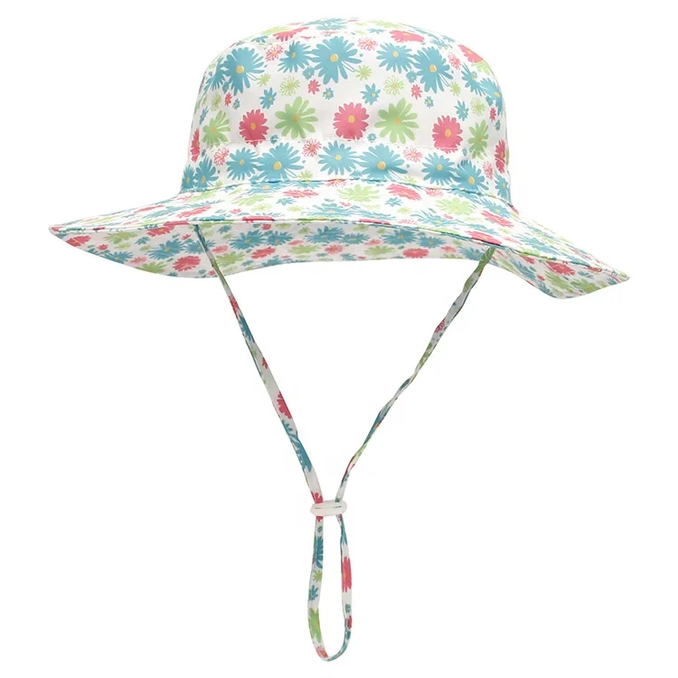 Children Lightweight Safari Sun Hat UV Protection Bucket Hat Quick Dry Fishing Hat with String For 0-6 years for wholesale