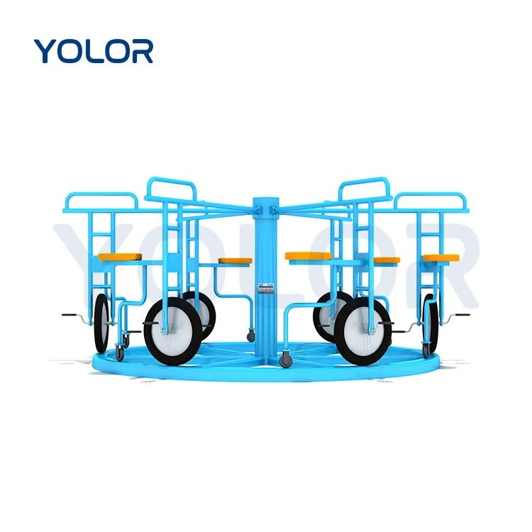 The Playground Is Equipped With High-Quality Multi-Person Bicycles For Kindergarten Children