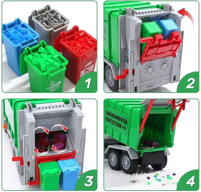 Environmental Education Toys Trash Truck Recycle Truck with Sound and Light Garbage Truck Toys