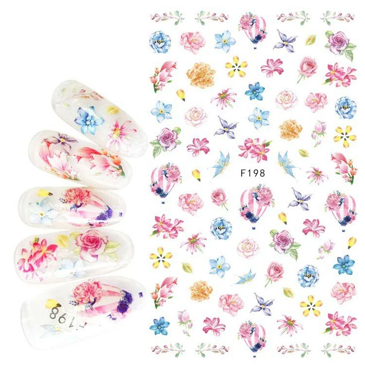 2020 New popular korea nail art embossed adhesive decorative flower 3d nail sticker for girl