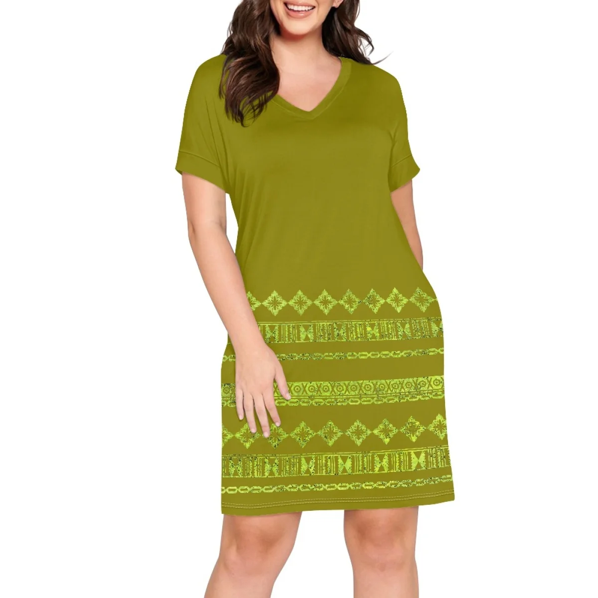 3D Digital Sublimation Print Custom Samoan Tribe Style Polynesian Fabrics Elegant And Casual Short Sleeve Dress Print On Demand