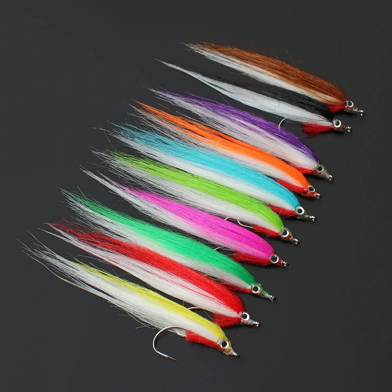 1/0 4cm UV Colors High Carbon Hook Polar Fry Salmon Trout Sea Bass Minnow Fly Fishing Flies Lure  (B06)