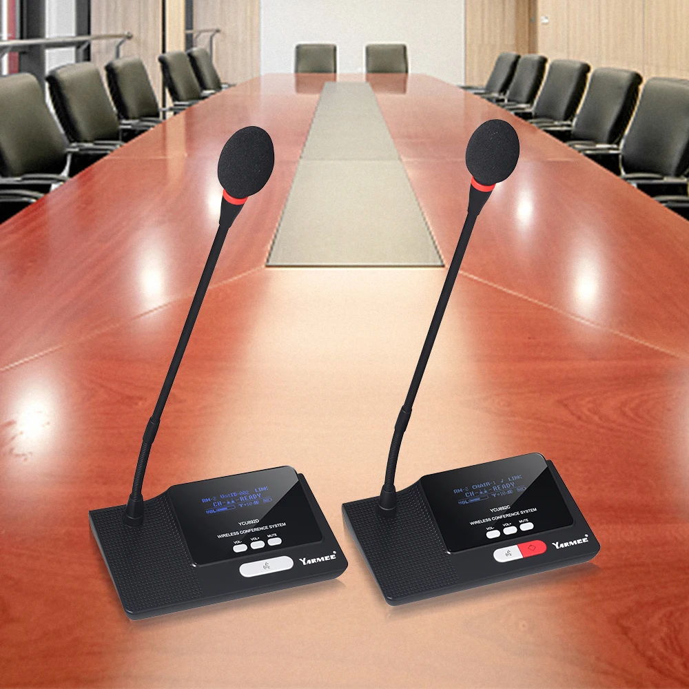 Wireless conference system microphone with camera audio for video tracking