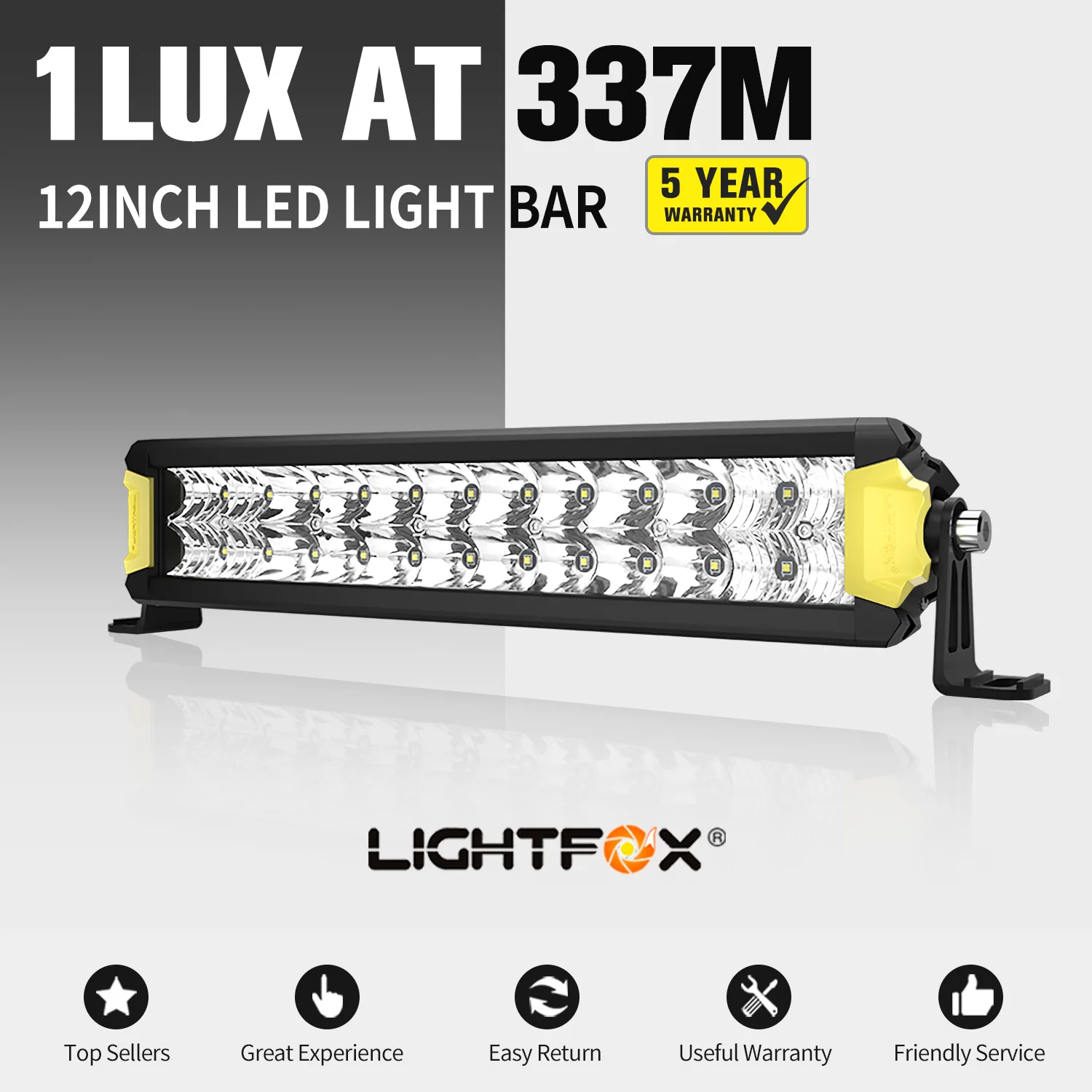 LIGHTFOX 72W Waterproof IP67 Aluminum Offroad 4x4 Car Truck 12 inch Double Row LED Light