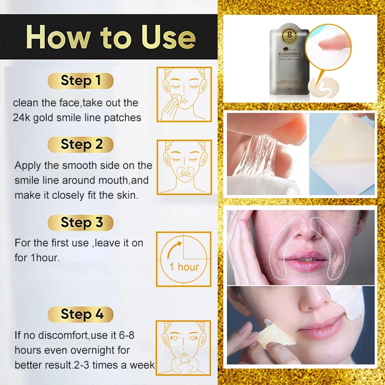 China Wholesale Cruelty-Free Smile Line Patch Lifting Anti Wrinkle Hydrogel Nasolabial Folds Patch Skin Care Support OEM/ODM