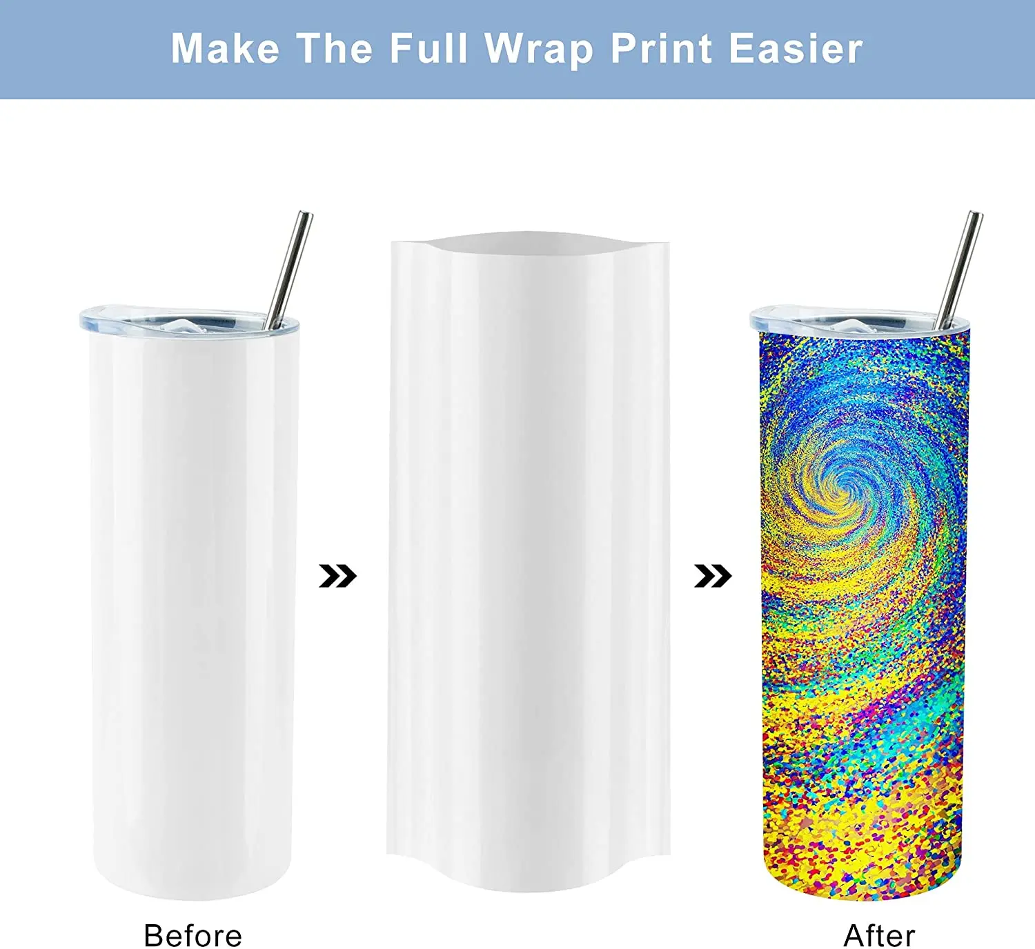 US warehouse White 20 Oz Stainless Steel heat Transfer Printing Tumbler Double Wall Insulated straight Sublimation Tumbler