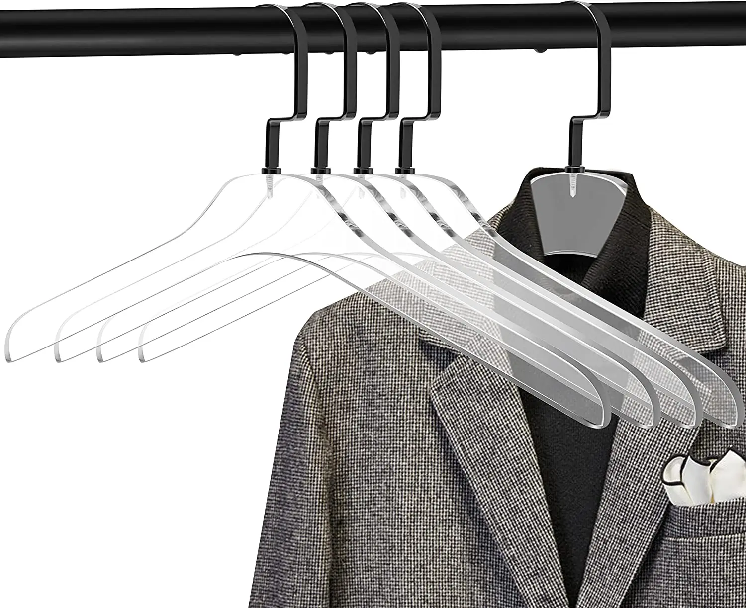 5 Pack Luxurious Closets  Clothes Hangers Clear Acrylic Hangers with Gold Chrome Plated Steel Hooks