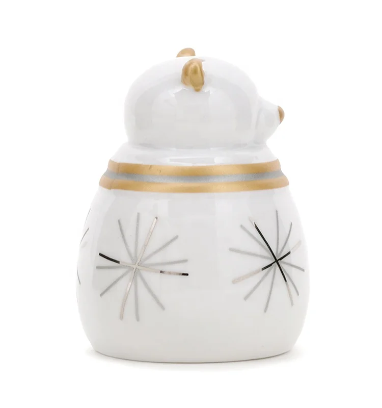 3D Christmas kitchen coffee/tea/sugar gift canister jar with golden silver handpainting