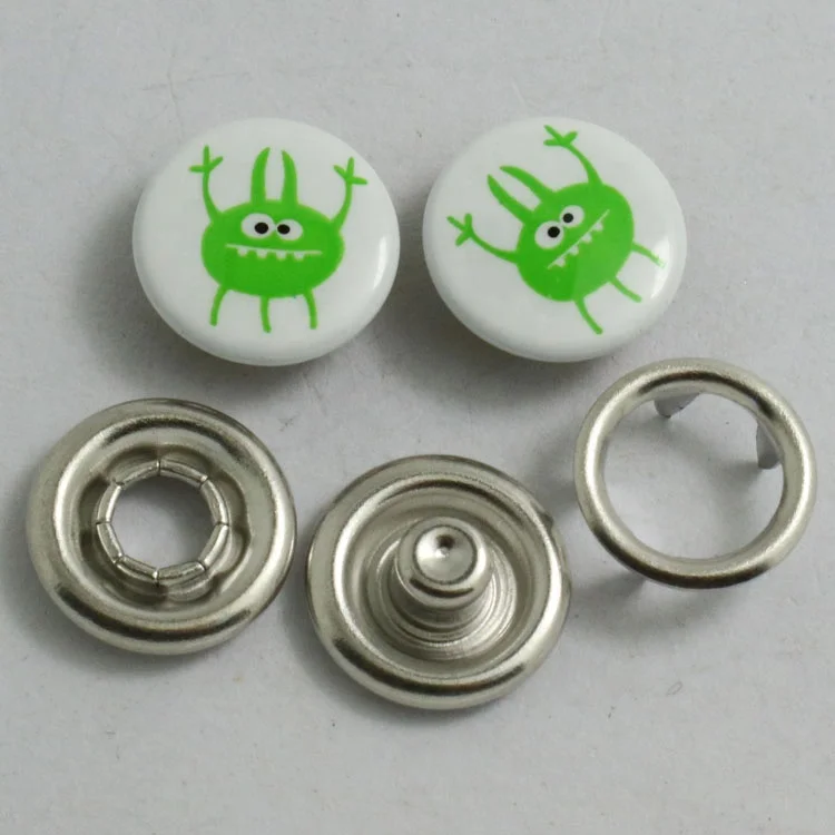 
printed cap five prong open ring snap button for baby sweater in Shenzhen 