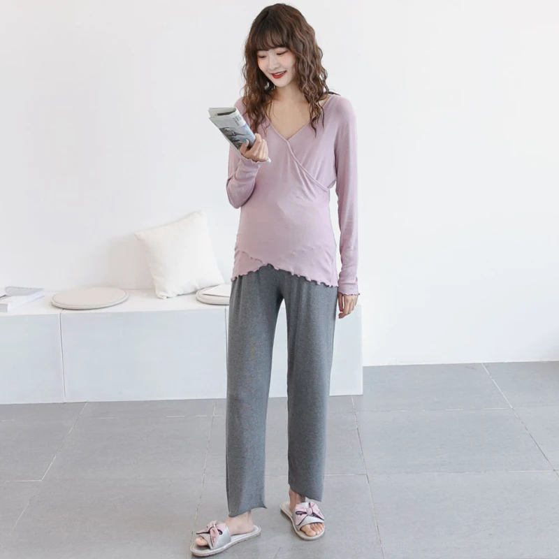 wholesale maternity clothes long sleeve women home wear cozy maternity pajamas for fall and spring season