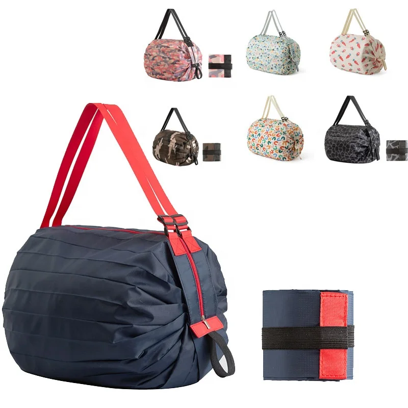 Складная сумка из полиэстера с логотипом на заказ, многоразовая складная сумка для покупок в супермаркете