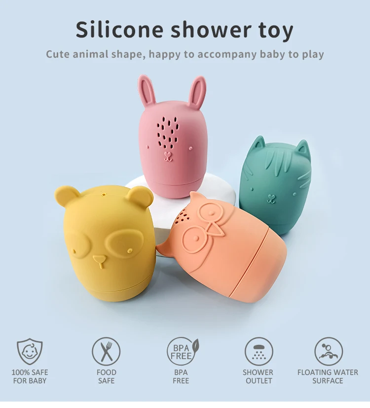 Silicone Animals Shower Toy Summer Bathroom Squirt Bathtub Bath Spray Toys For Baby ECO Friendly
