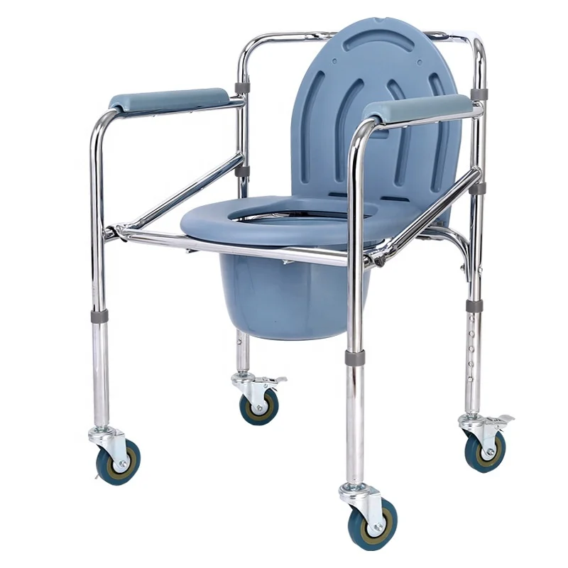 Ali Hot sale comfortable commode chair foldable portable toilet chair with wheels customized