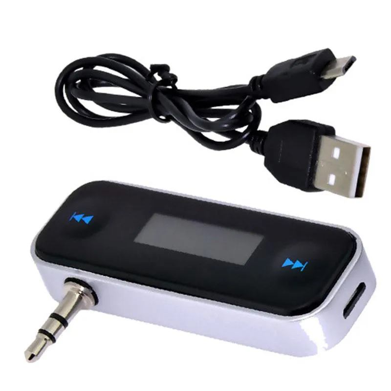 3.5mm Cell Phone Handsfree In-Car FM Transmitter Mini Wireless Transmitter For iPhone 5 5S 6 iPod Touch iPad with Retail Package