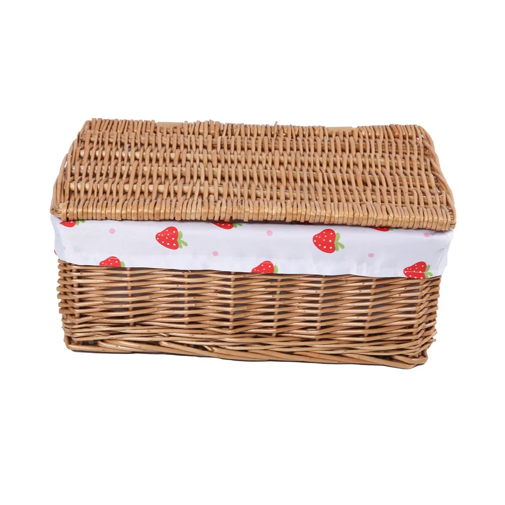 
Full willow brown Wicker Storage Basket wicker basket with lid with lid with liner cabinet basket 